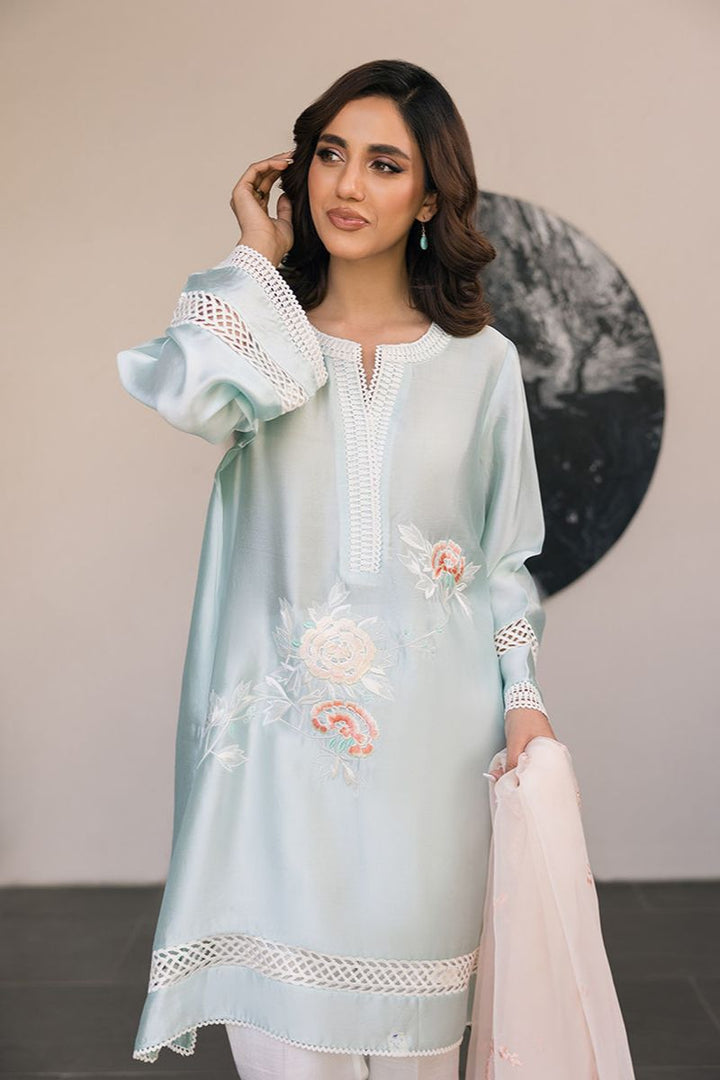 Deepak Perwani - Kut326 - Shisha Silk For Women - Powder Blue - 3 Piece