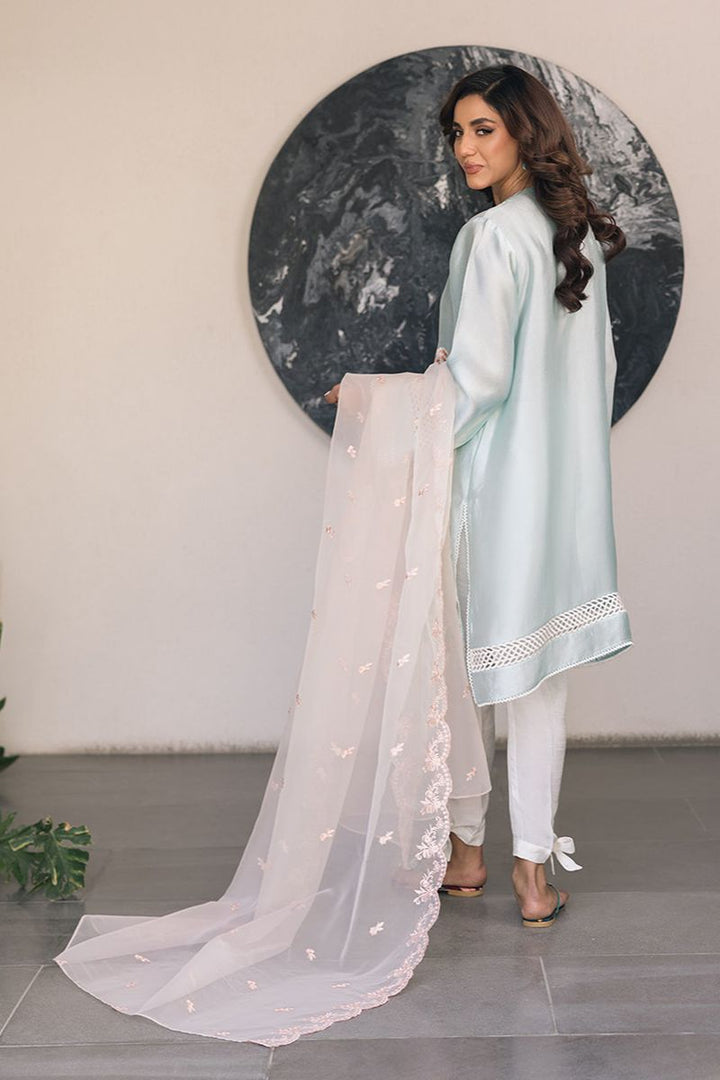 Deepak Perwani - Kut326 - Shisha Silk For Women - Powder Blue - 3 Piece