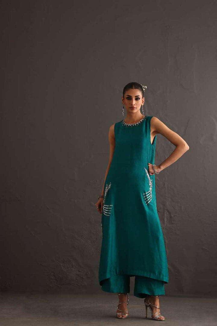 Deepak Perwani - Pure Raw Silk Suit For Women - 2 Piece