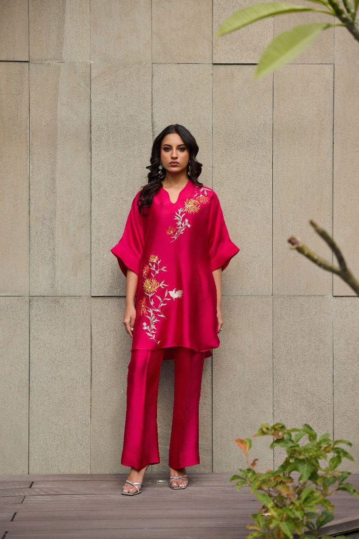 Deepak Perwani - Rosant Sheesha Silk Embroidered Suit For Women - Pink - 2 Piece