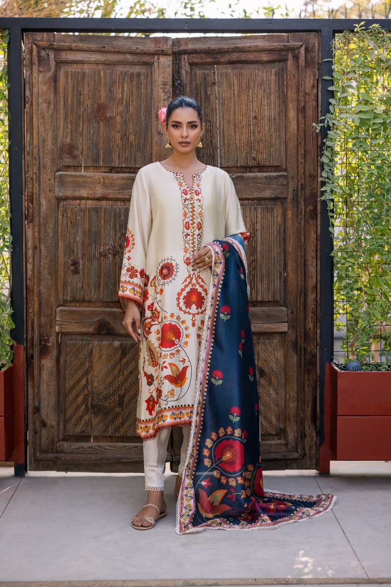 Deepak Perwani - Silk Suit For Women - 3 Piece