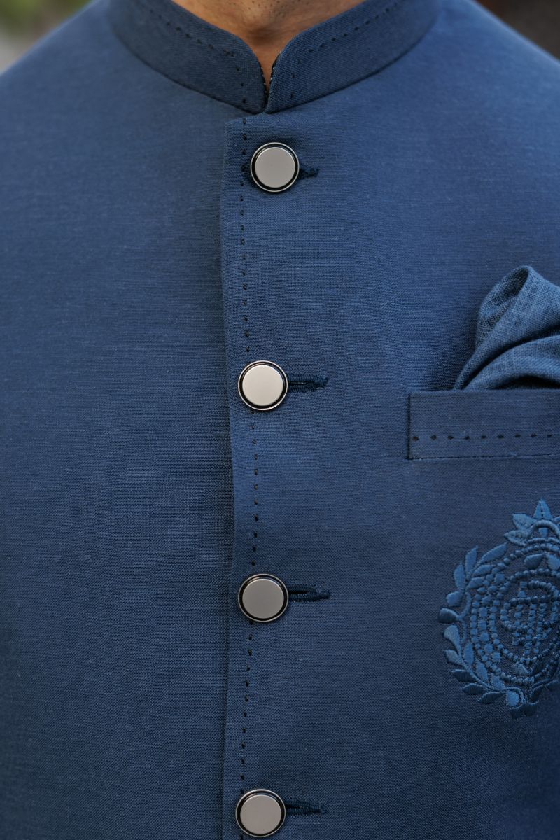 Deepak Perwani - jkt1510, Kur1383 & Pja23 - Navy Blue - 3 Piece