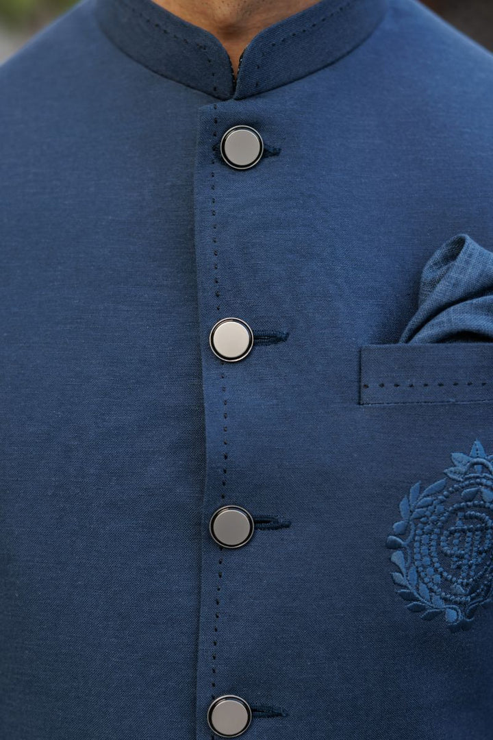 Deepak Perwani - jkt1510, Kur1383 & Pja23 - Navy Blue - 3 Piece