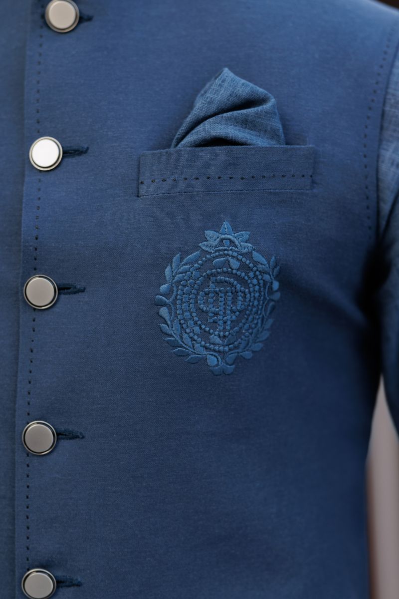 Deepak Perwani - jkt1510, Kur1383 & Pja23 - Navy Blue - 3 Piece