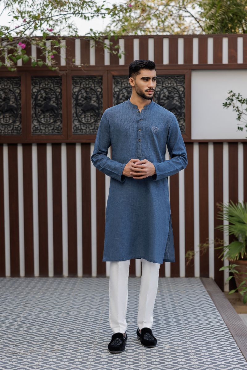 Deepak Perwani - jkt1510, Kur1383 & Pja23 - Navy Blue - 3 Piece