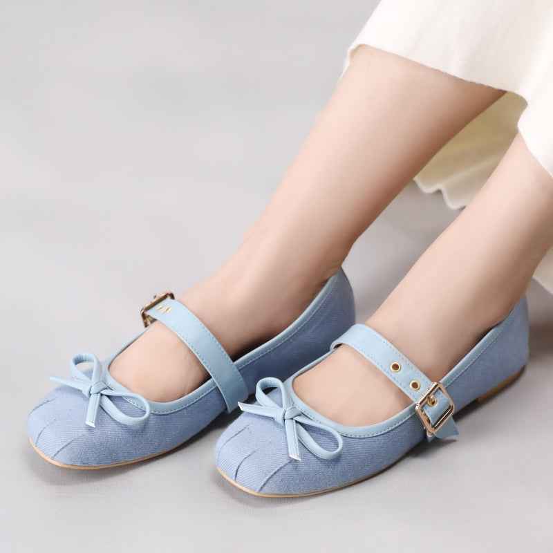 JootiShooti - Cloud Denim Bow Mary Jane