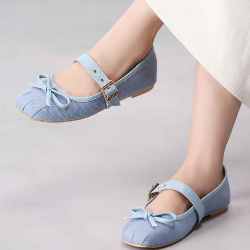 JootiShooti - Cloud Denim Bow Mary Jane