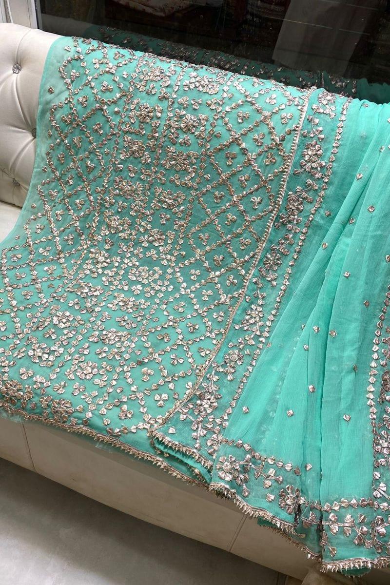 Designs By Amina - Bamber Chiffon Gota Jal 2 Piece - Sky Blue
