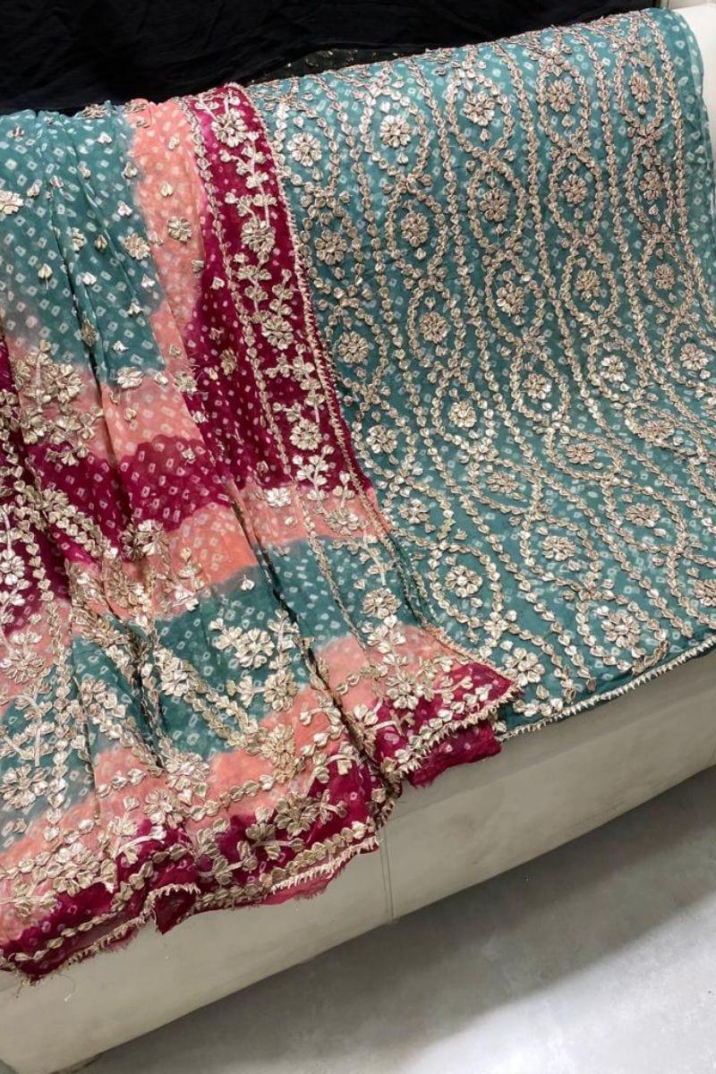 Designs By Amina - Chiffon Chunri Gota Work 2 Piece - 11