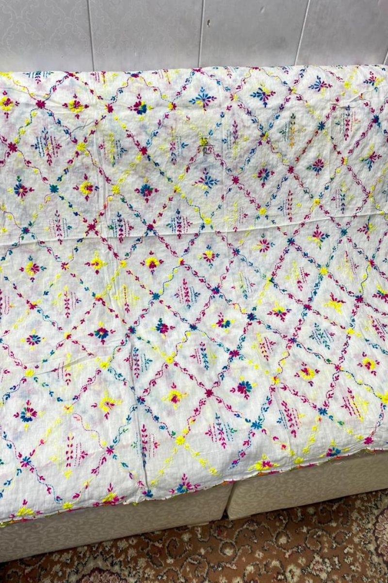 Designs By Amina - Hand Embroidered Thread Work Dupatta - 07