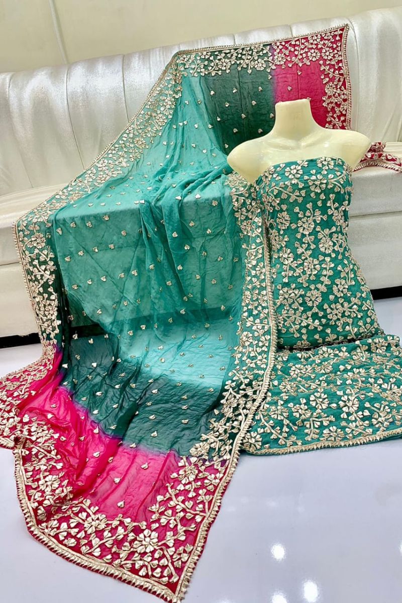 Designs By Amina - Handwork Antique gota work - pure chiffon - 2 Piece - Unstitch - 01