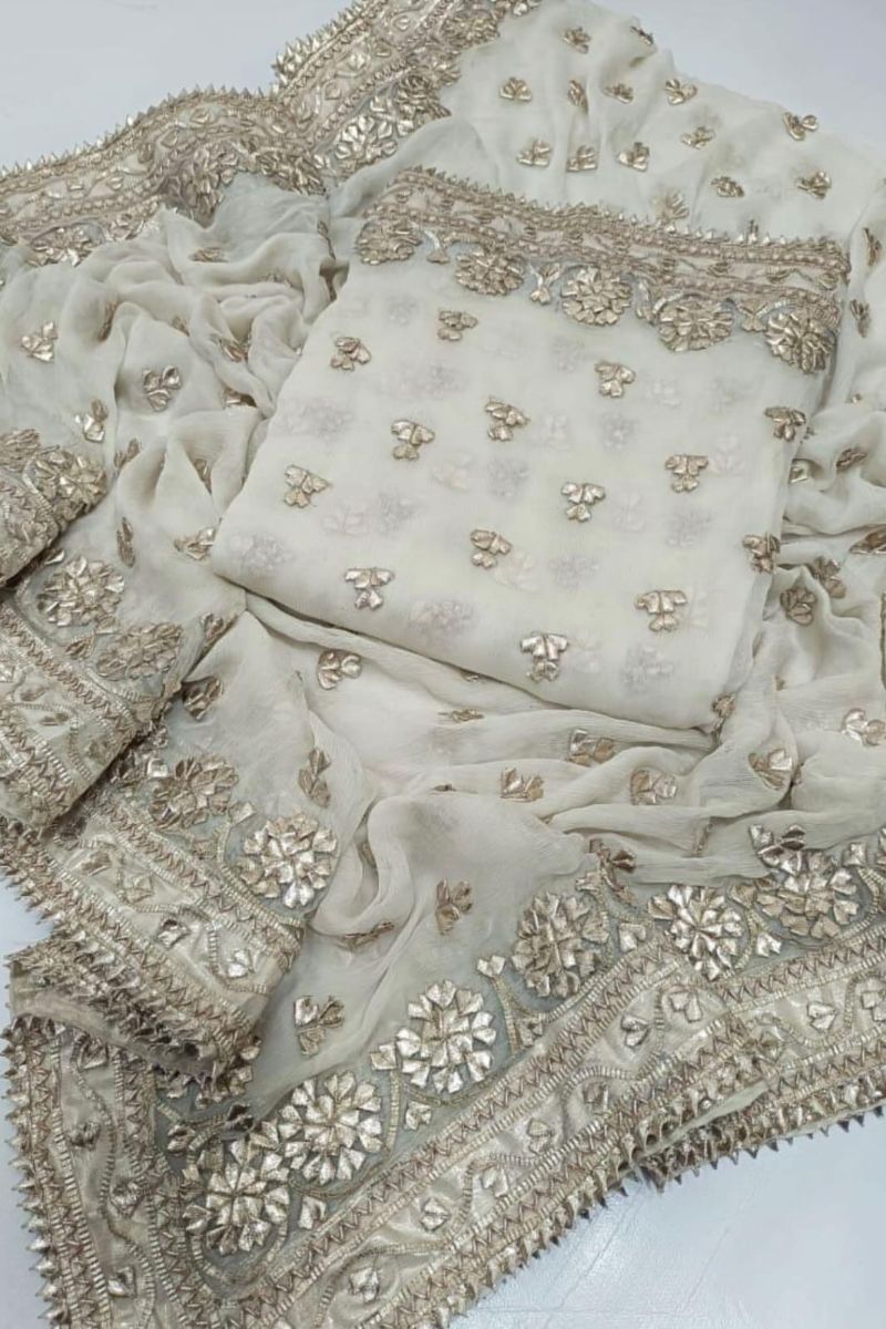 Designs By Amina - Handwork Antique gota work - pure chiffon - 2 Piece - Unstitch - 03