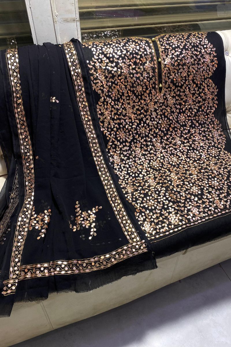 Designs By Amina - Handwork Beautiful Mukesh work - Bamber Chiffon - 2 Piece - Unstitch - 01