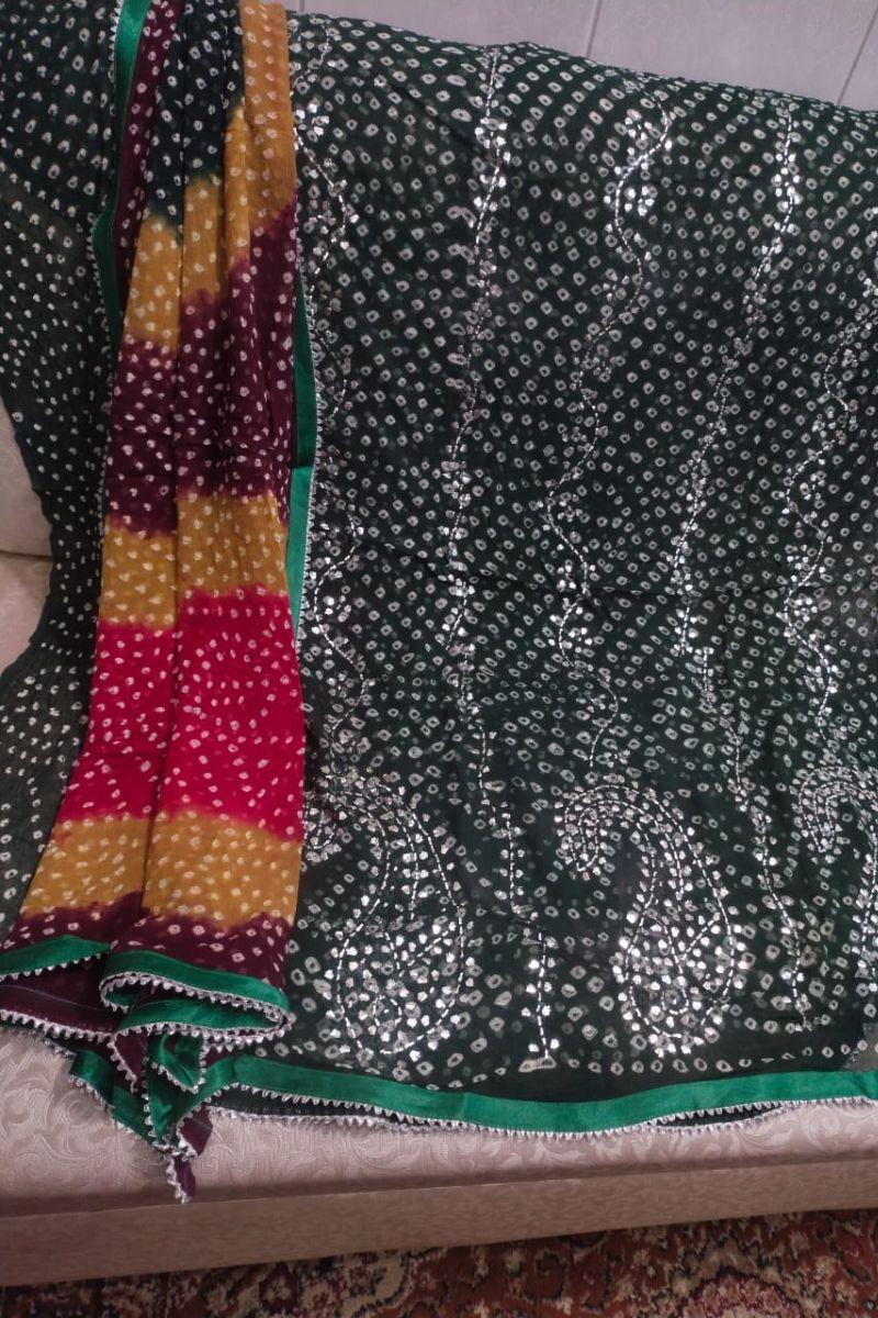 Designs By Amina - Mukesh Hand work - Pure Chiffon - 2 Piece Suit - Unstitched