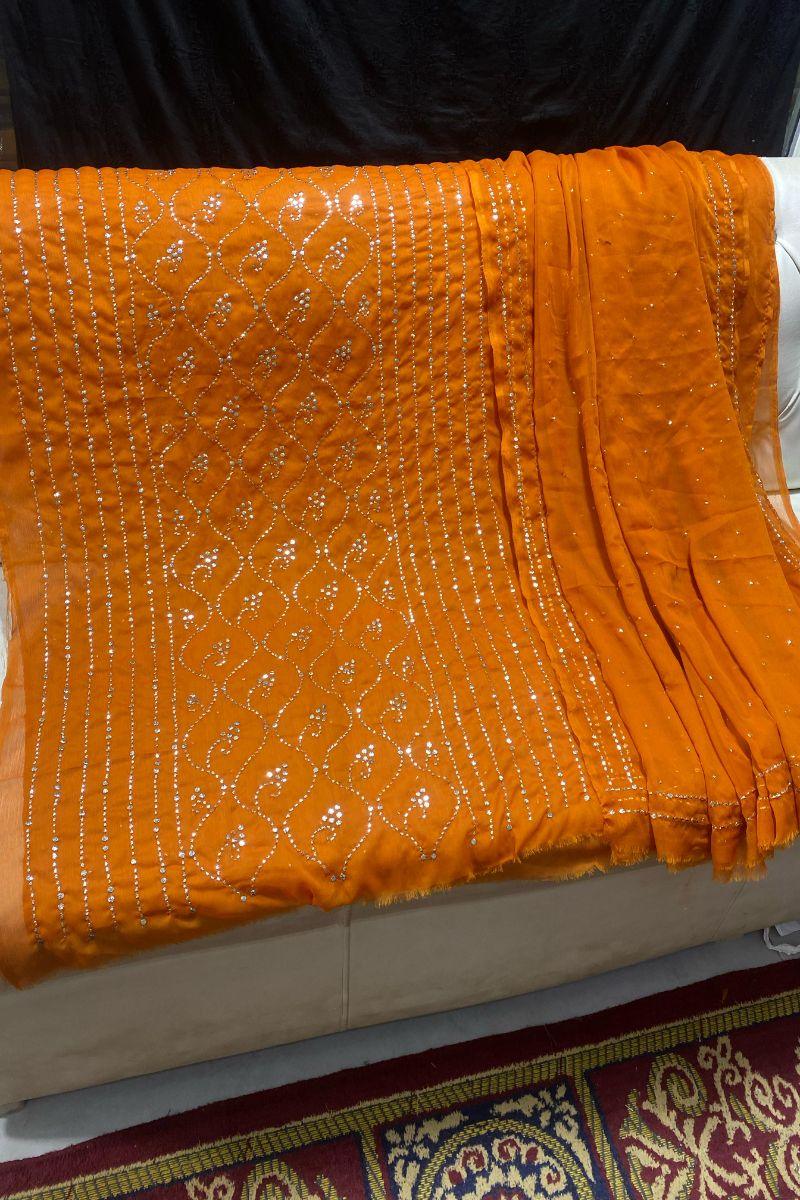 Designs By Amina - Mukesh work - Silver & gold - bamber chiffon - 2 Piece - Unstitch - 3