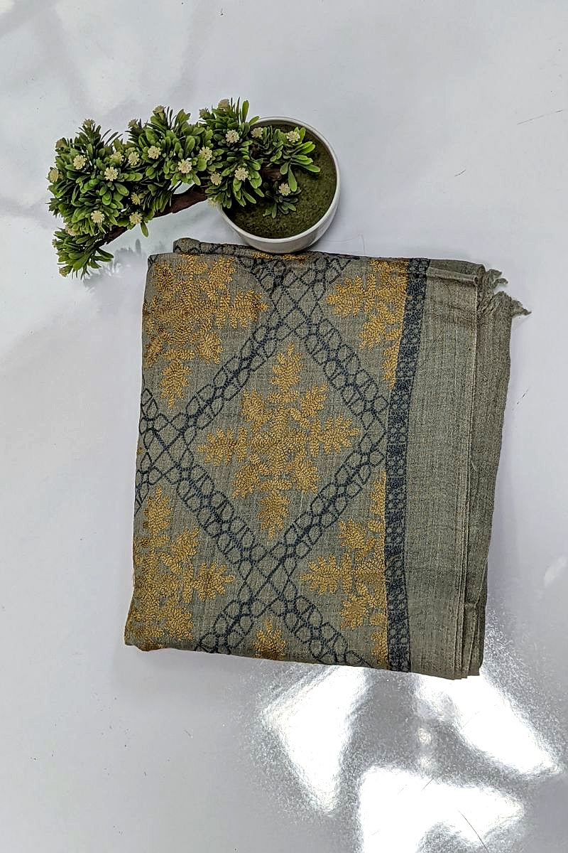 Designs by Amina - Hand Work - Grey - Wool - Shawl - 1 Piece - 0017