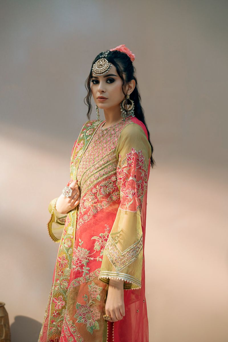 Fozia Khalid - Doli - Organza - Shocking pink & mehndi green - 4 Piece Studio by TCS Fozia Khalid - Doli - Organza - Shocking pink & mehndi green - 4 Piece Studio by TCS