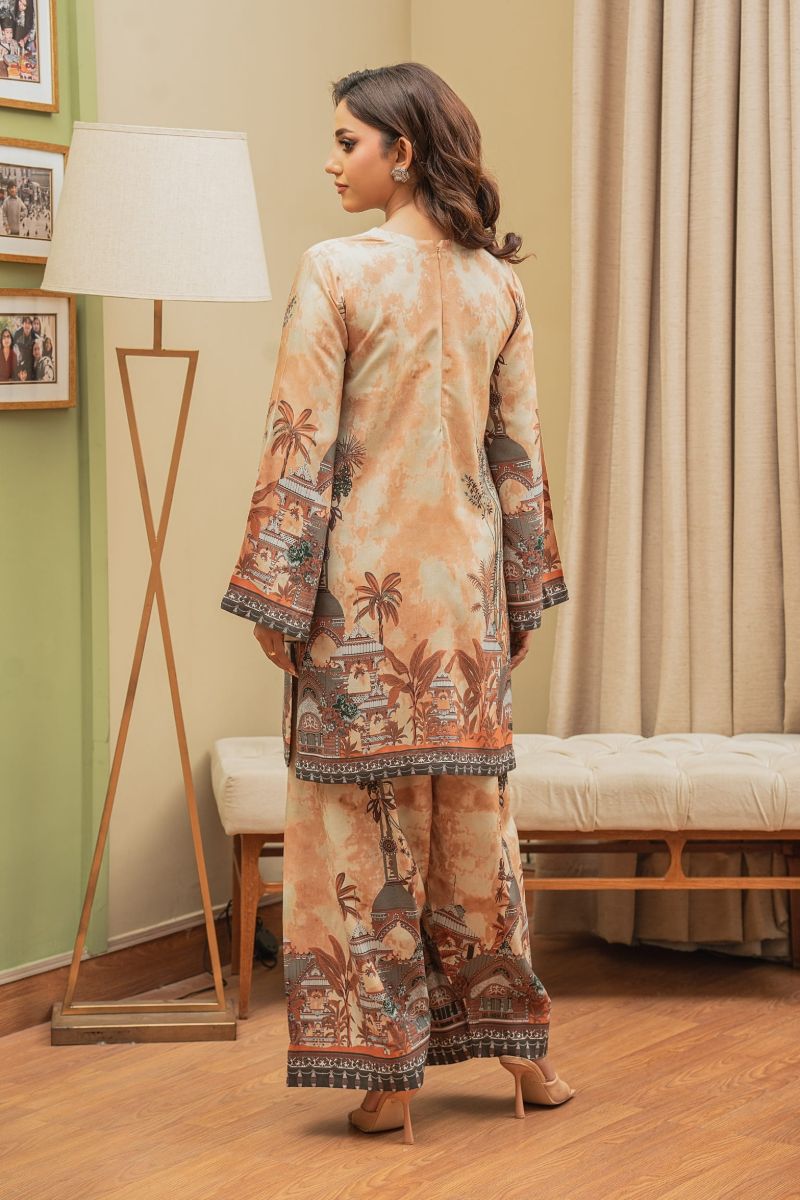 Shamaeel - ECK-25 - Soft Peach - Khaddi Silk - 2 Piece