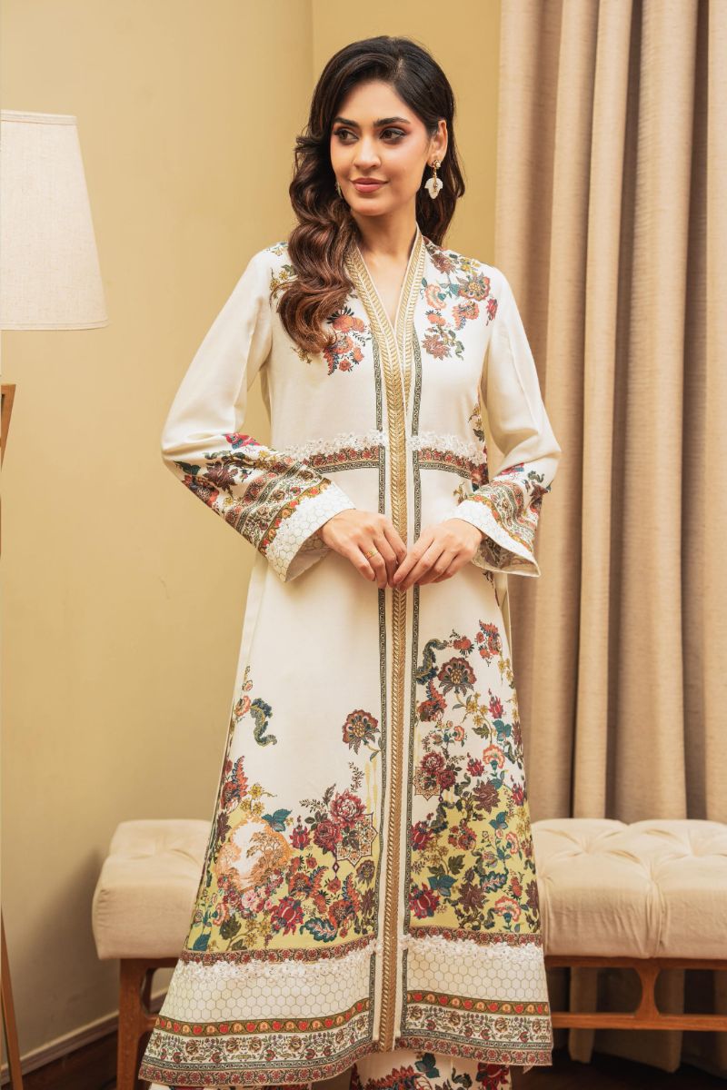 Shamaeel - ECK-26 - White - Khaddi Silk - 2 Piece