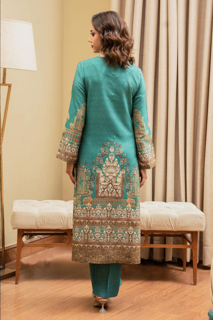 Shamaeel - ECK-27 - Teal Blue - Khaddi Silk - 2 Piece