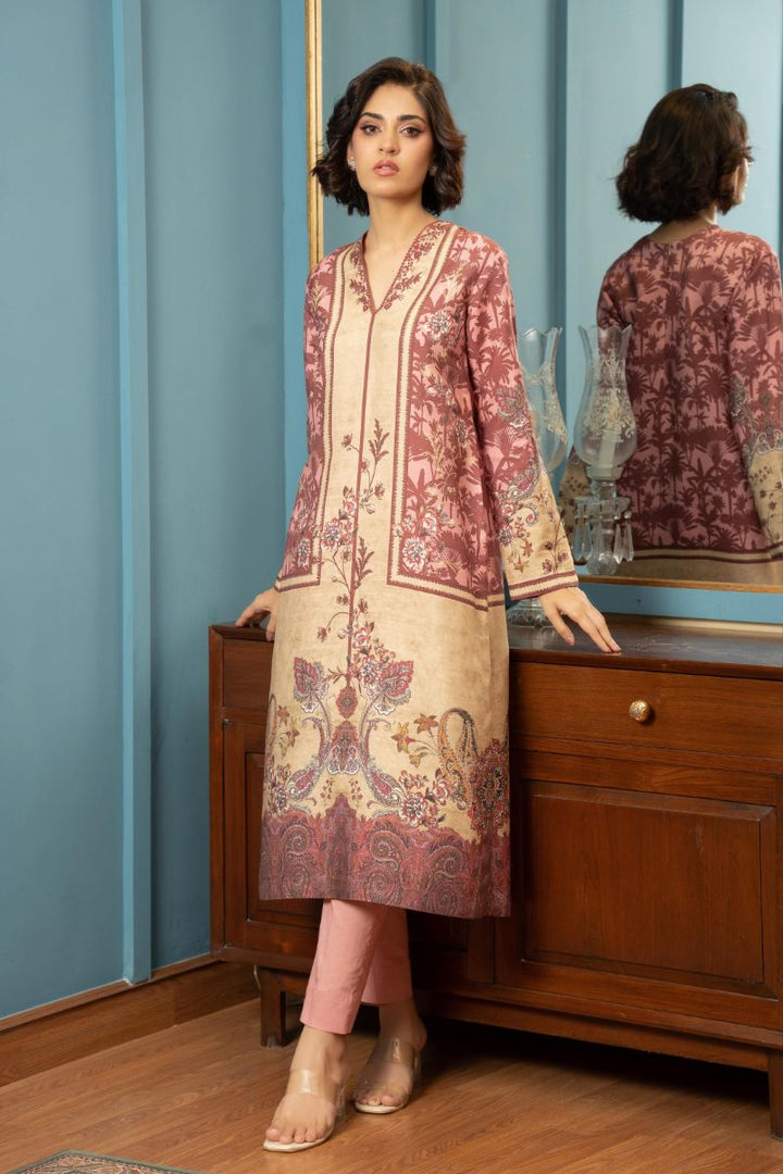 Shamaeel - ECK-34 - Pink & Beige - Khaddi Silk - 2 Piece