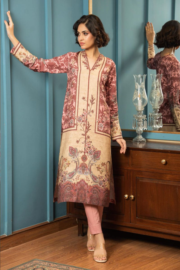 Shamaeel - ECK-34 - Pink & Beige - Khaddi Silk - 2 Piece