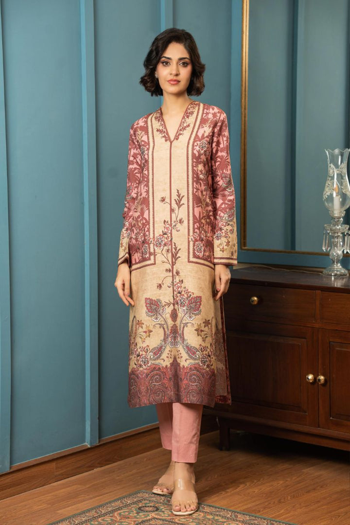 Shamaeel - ECK-34 - Pink & Beige - Khaddi Silk - 2 Piece