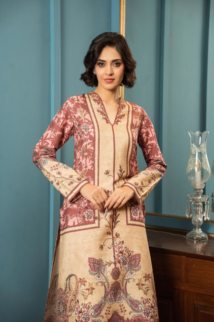 Shamaeel - ECK-34 - Pink & Beige - Khaddi Silk - 2 Piece