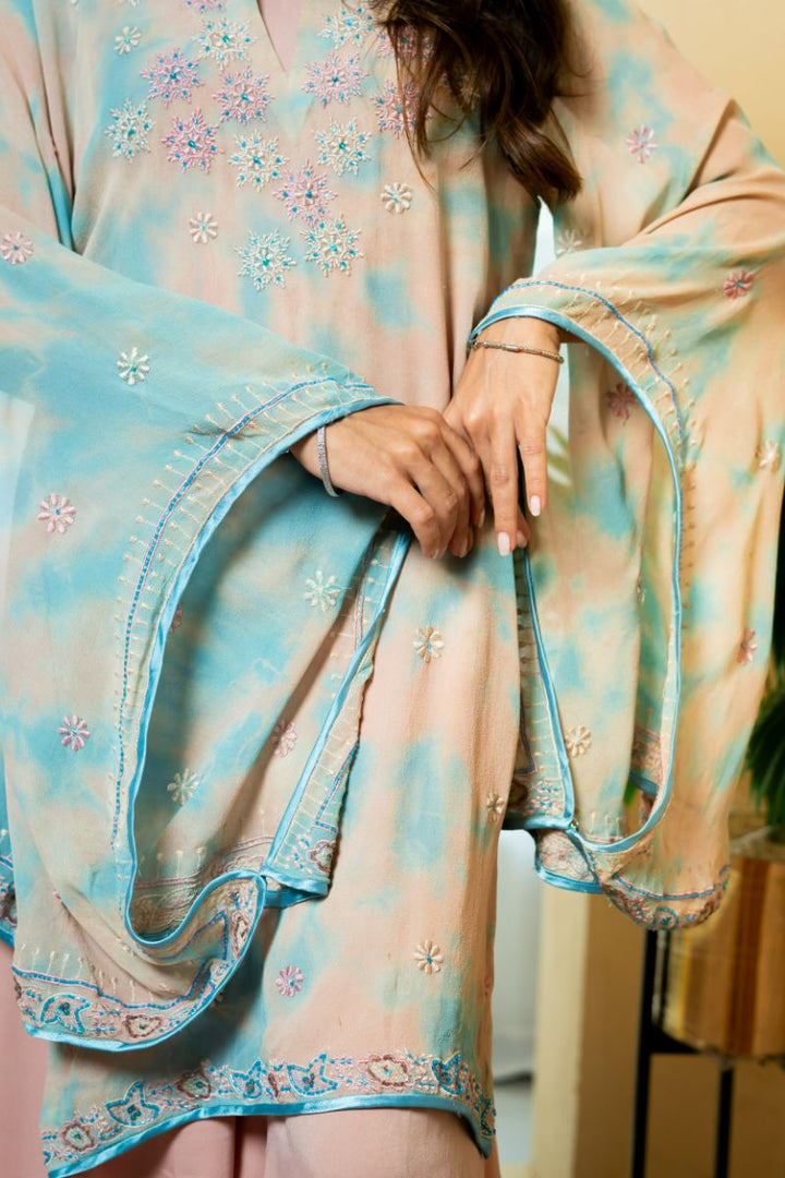 Urooj Atelier - EE-020-25 - flamingo pink - Chiffon & Velvet Silk - 3 Piece