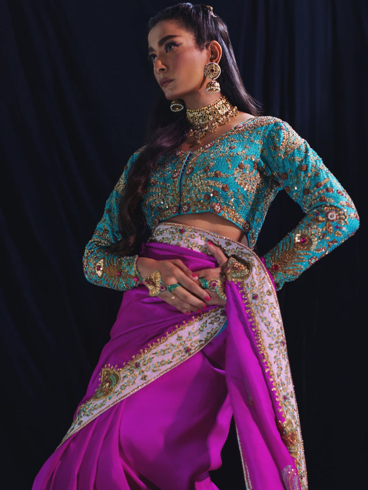 Sanam Chaudhri JAMEELA Saree fuchsia 1 Piece