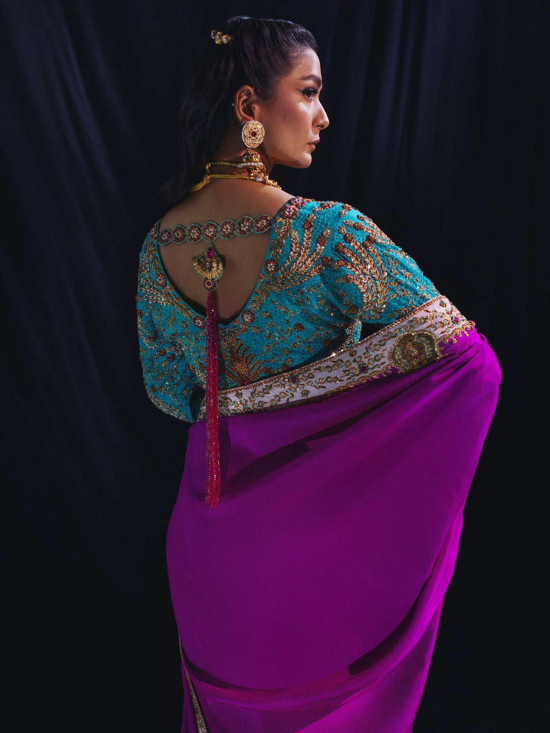 Sanam Chaudhri JAMEELA Saree fuchsia 1 Piece