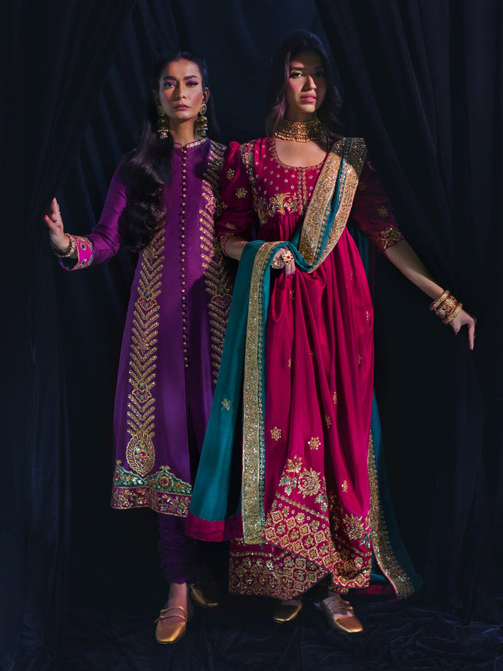 Sanam Chaudhri SEERA Sherwani Eggplant 2 Piece
