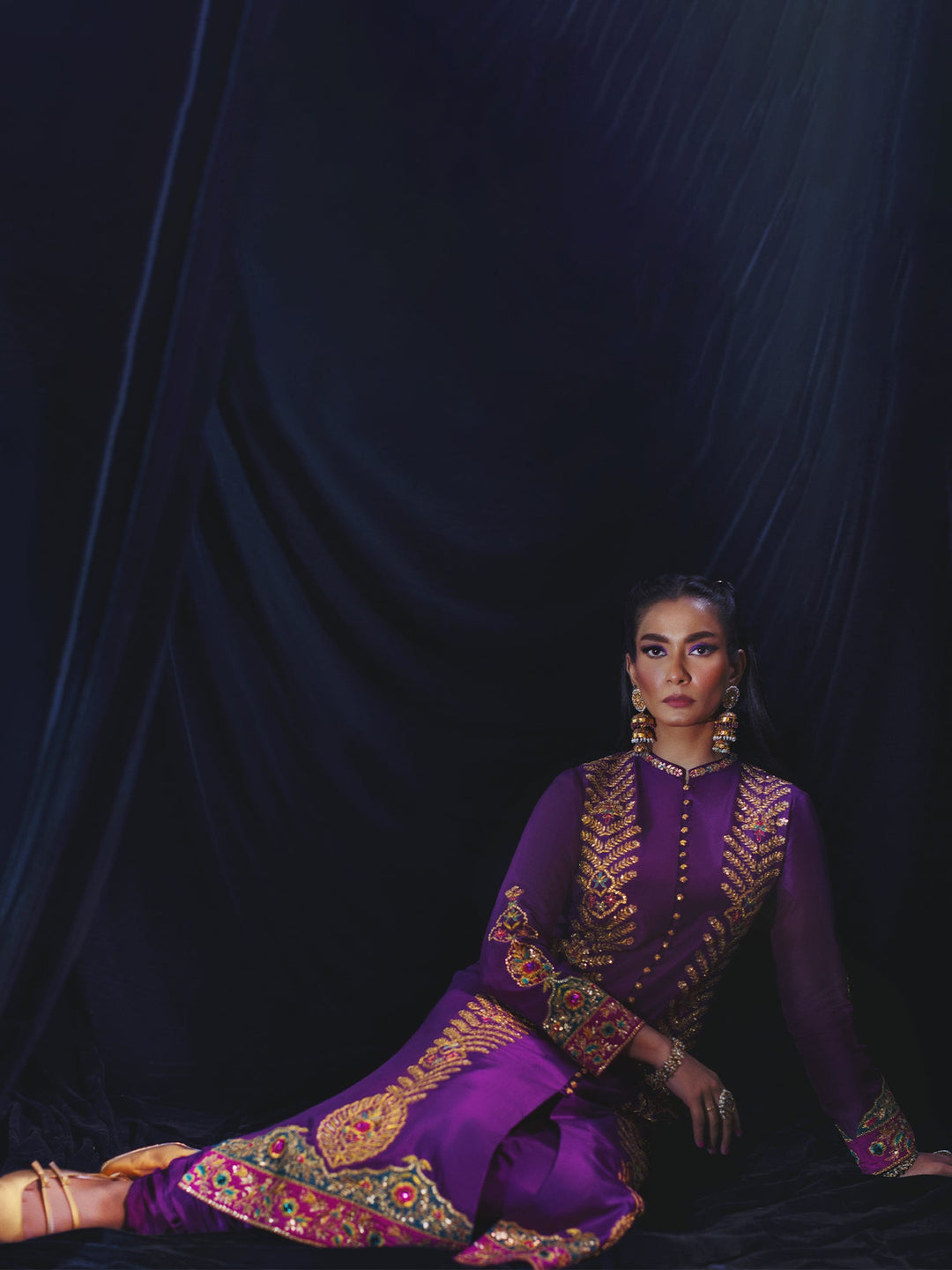 Sanam Chaudhri SEERA Sherwani Eggplant 2 Piece