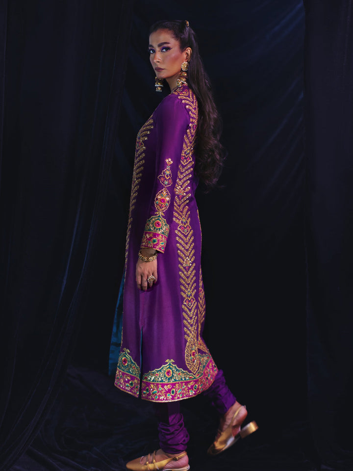 Sanam Chaudhri SEERA Sherwani Eggplant 2 Piece