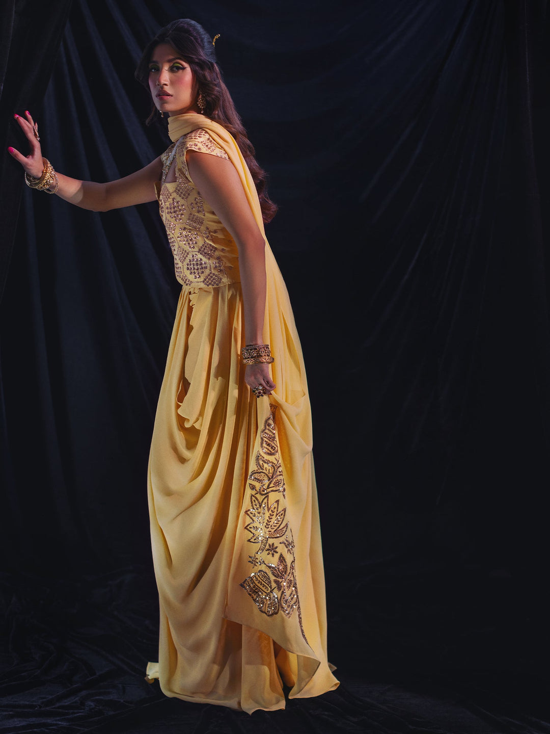Sanam Chaudhri INARA Saree Yellow 1 Piece
