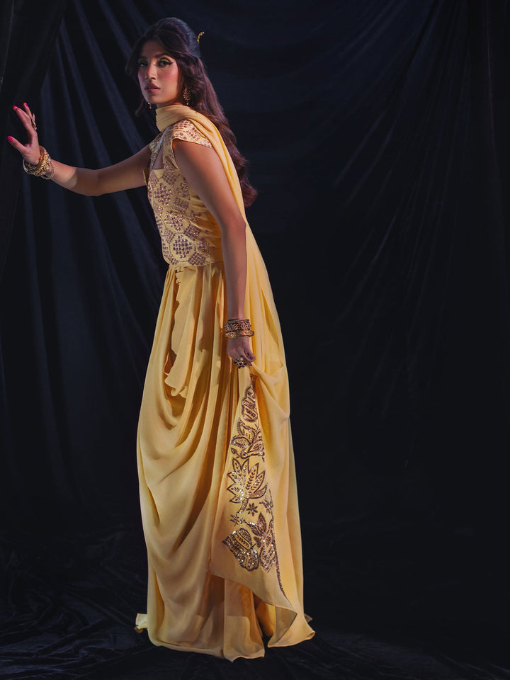 Sanam Chaudhri INARA Saree Yellow 1 Piece