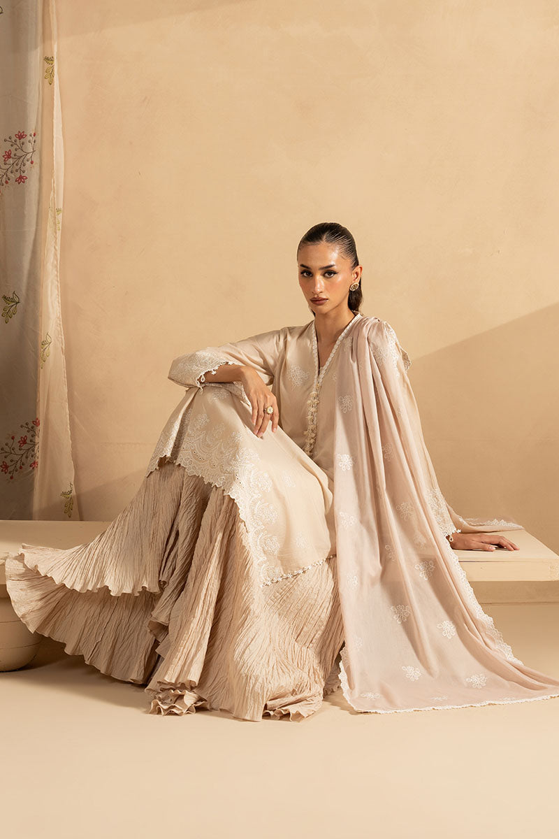 Cross Stitch - MOONLIT BEIGE - Lawn - 3 Piece - Unstitched