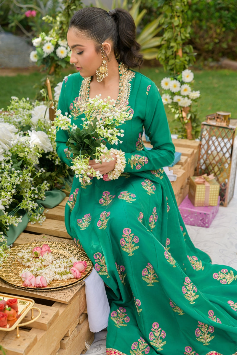 Alishba Kashif - EMERALD BLOOM - Green - Silk - 3 Piece