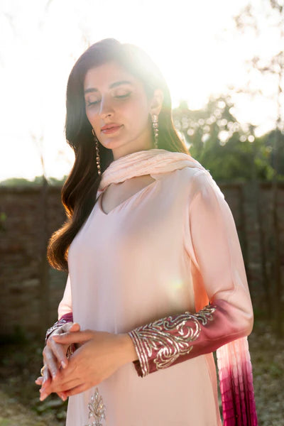 Natasha Kamal - Silk Elaina Suit For Women - Ombre Pink - 3 Piece