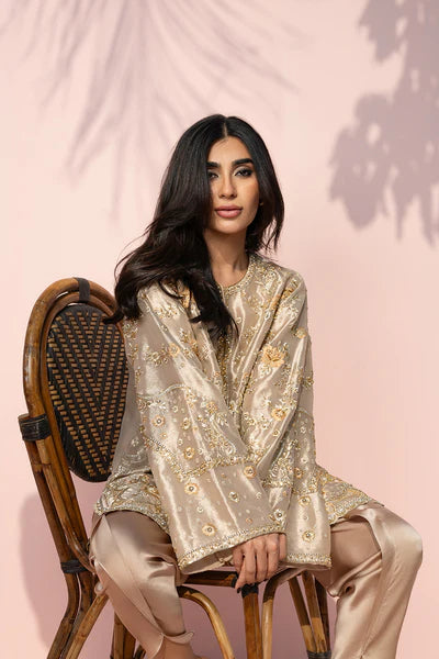 Sania Maskatiya - Ellis Tissue & Charmuese Suit For Women - Rose Gold - 2 Piece