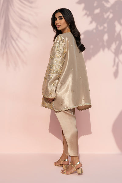 Sania Maskatiya - Ellis Tissue & Charmuese Suit For Women - Rose Gold - 2 Piece