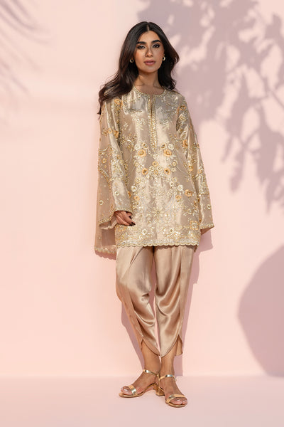 Sania Maskatiya - Ellis Tissue & Charmuese Suit For Women - Rose Gold - 2 Piece