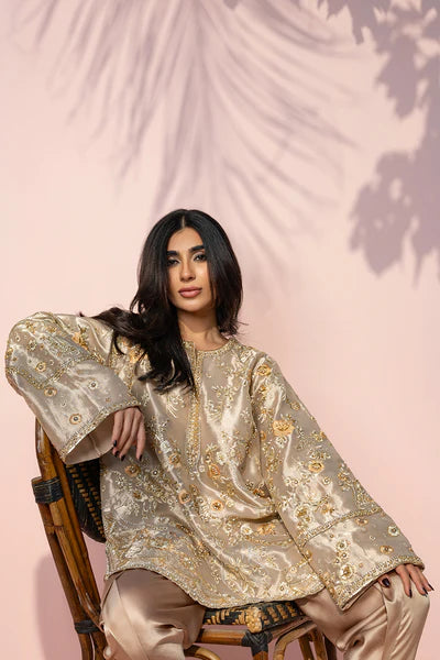 Sania Maskatiya - Ellis Tissue & Charmuese Suit For Women - Rose Gold - 2 Piece