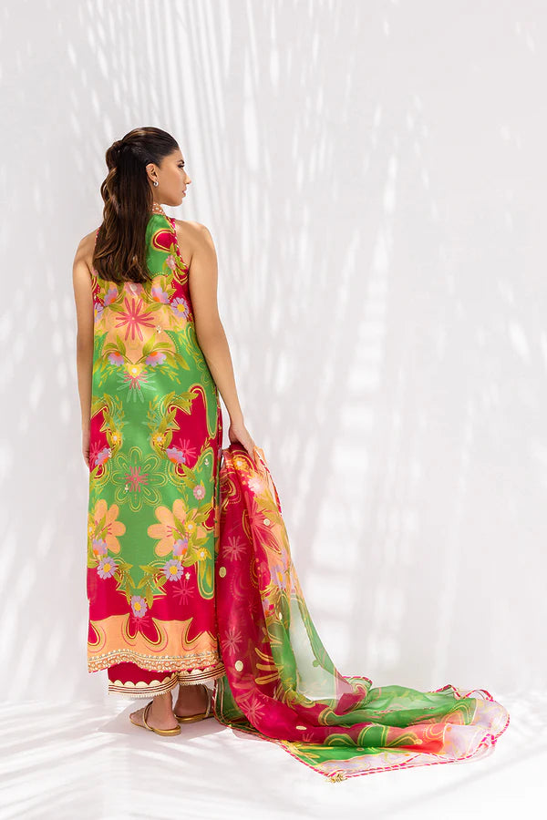 Sania Maskatiya - Elva - Raw Silk / Khaddi Silk / Raw Silk / Organza - Scarlet - 3 Piece