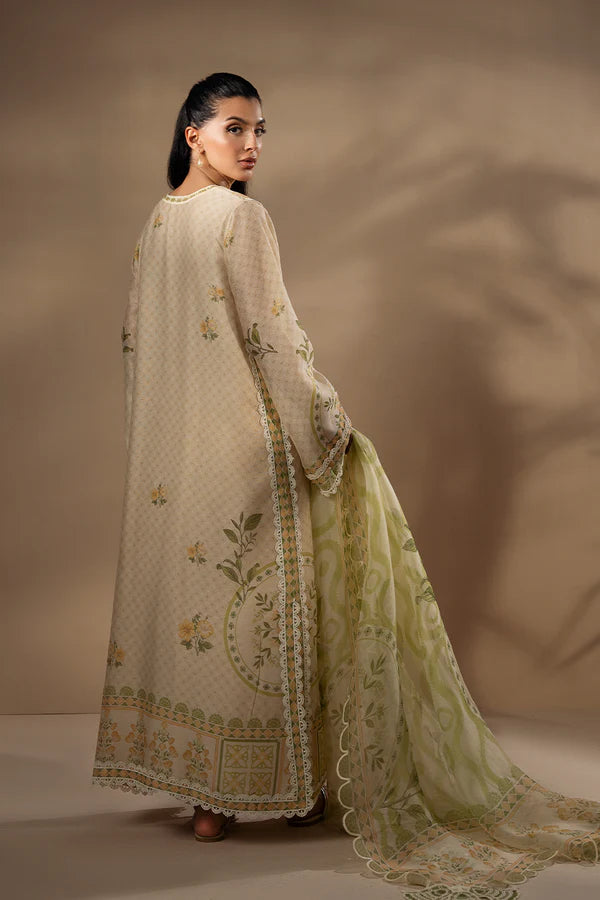 Sania Maskatiya - Elyse - Cotton Net / RawSilk / Organza - Sage Green - 3 Piece