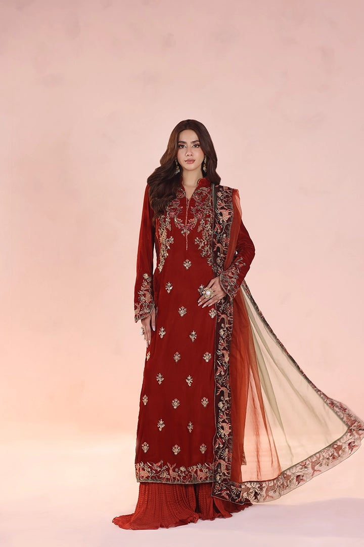 Musferah Saad - Ember Glow - Velvet,Chiffon & Organza - 3 Piece