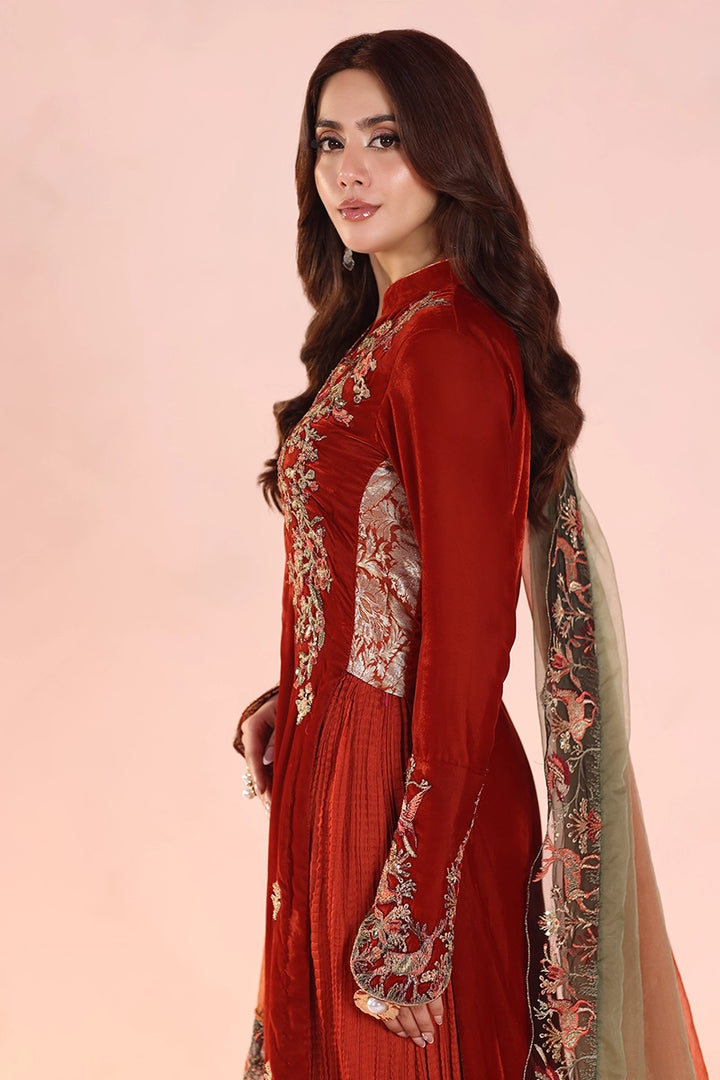 Musferah Saad - Ember Glow - Velvet,Chiffon & Organza - 3 Piece