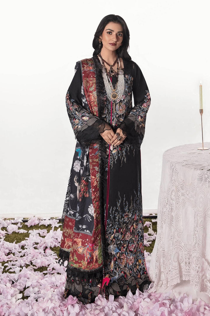 Nilofer Shahid - Enchanted - Black Embroidered Shirt and Pants with Silk Dupatta - Unstitched - Studio by TCS