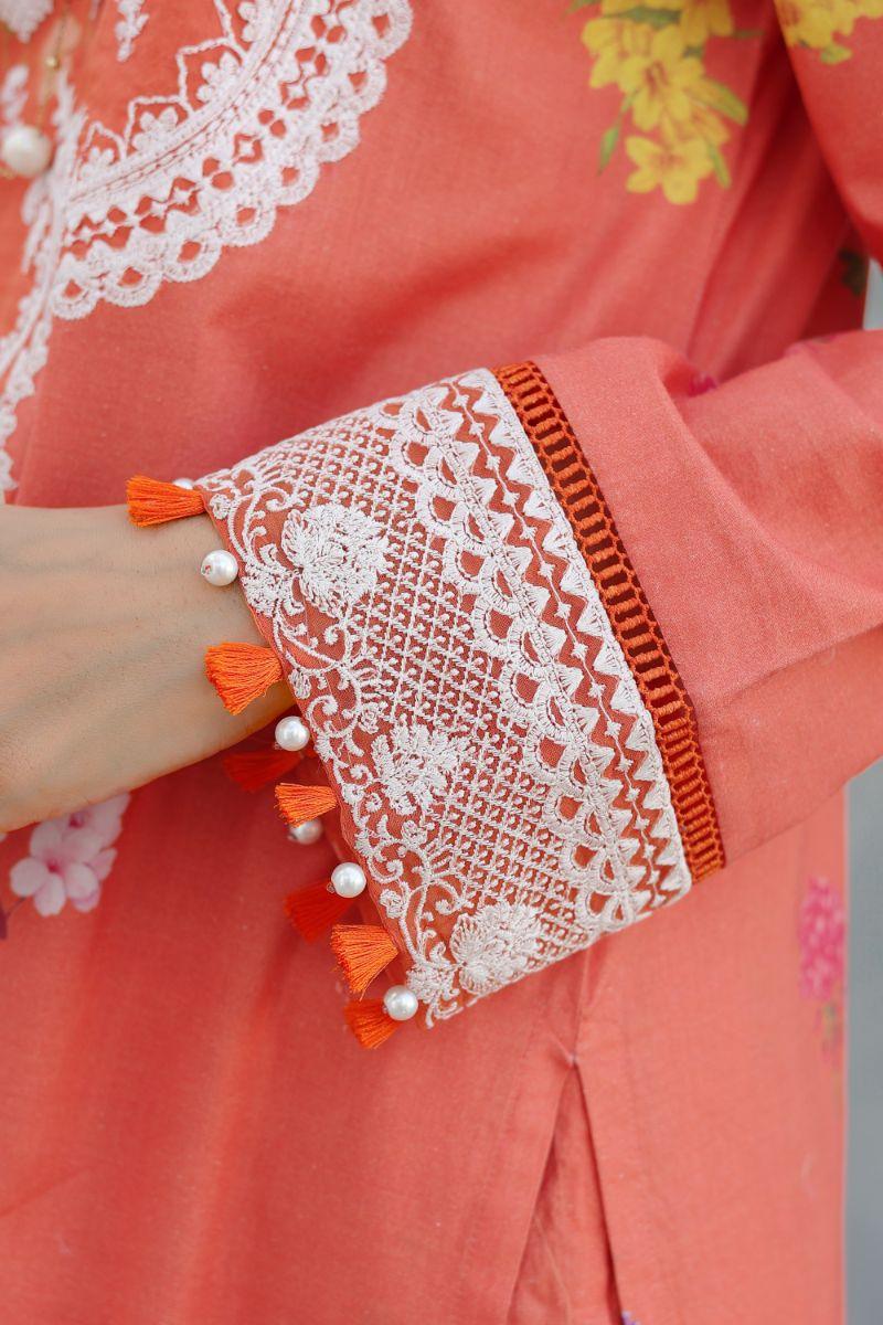 Reema Ahsan - Ersa - Lawn & Organza - Orange - 3 Piece