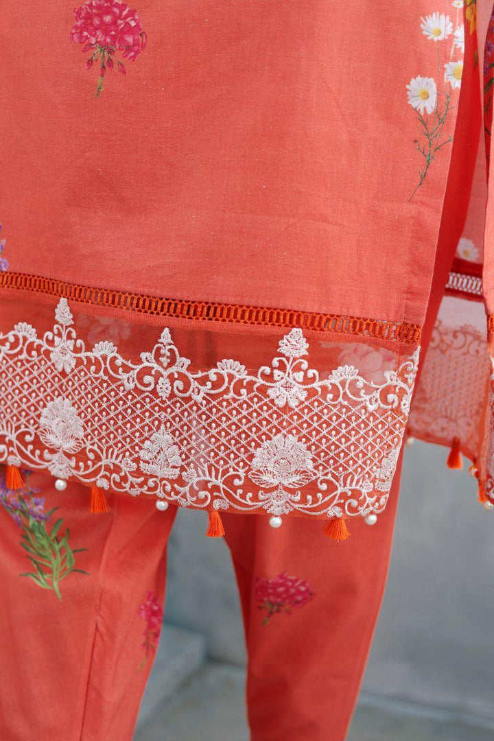Reema Ahsan - Ersa - Lawn & Organza - Orange - 3 Piece